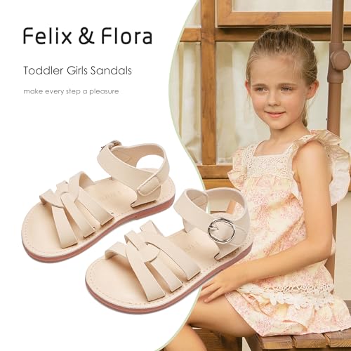 Image of Felix & Flora Toddler Girl Sandals - Little Girl Easter Dress Shoes Lightweight Open Toe Beach Holiday Flats