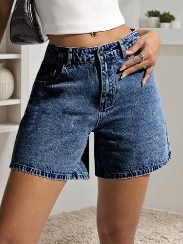 Image of Nifty Women's Denim Stretchable Relaxed Fit Shorts|| Back Pocket Bow Tie Detail