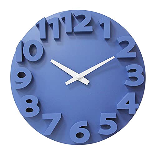 HHKLSF Horloge Murale,Horloge Murale Cuisine,Horloge Murale silencieuse,Horloge Murale Silencieuse Numérique Stéréo 12 Pouces - Bleu Cover