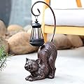 Hapyard Laughing Cat Figurine with Solar-Powered LED Light, 15.7 Inches Tall Antique Bronze, Perfect for Gift Garden Decor or Housewarming for Cat Lovers.