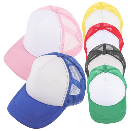 Casquettes sublimation en polyester Beaupretty, lot de 6 chapeaux vierges en maille multicolores