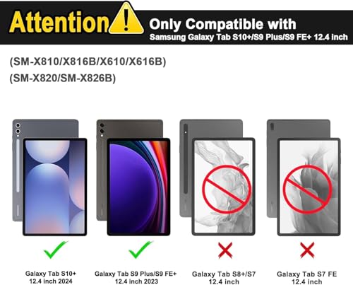 Image of MICROWARE Samsung Galaxy Tab S9 FE+ /S9+ 12.4 inch Keyboard Case: 3 Zone 7 Colors Backlit Trackpad Keyboard for 12.4 inch Galaxy Tab S9 FE Plus (Normal Trackpad, S9 12.4 inch)