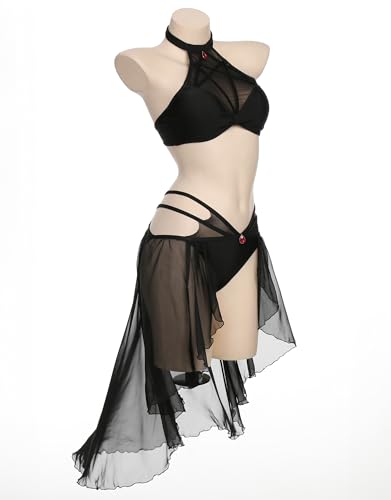 Meowcos Women's Swimsuit Bikini Sets Bathing Suit Hexagram Black Gothic Halter Neck Two Piece Swimsuit2