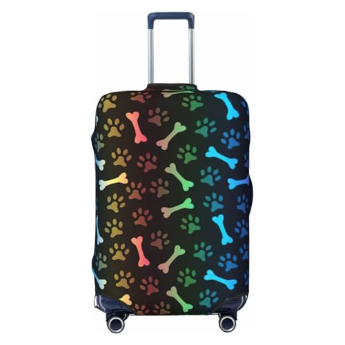 Rainbow Dog Cat Paw Print Luggage Suitcase Cover Protector Luggage Washable Covers With Concealed Zipper