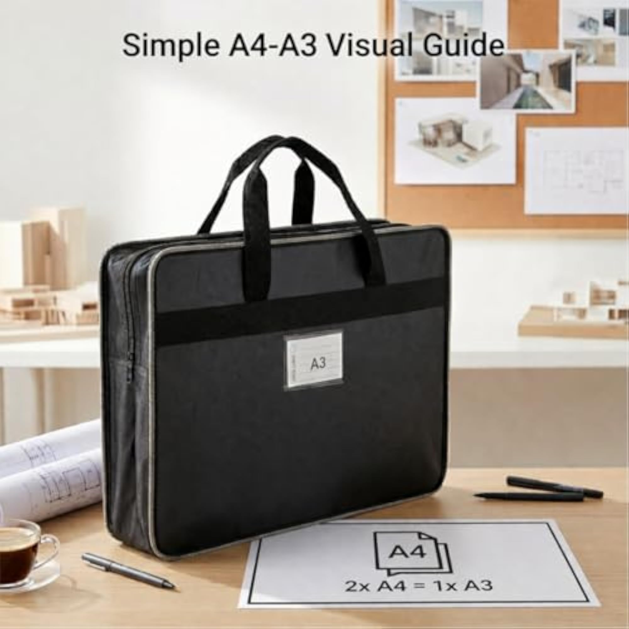 Portfolio Bag for Architectural Drawings, Faux Leather