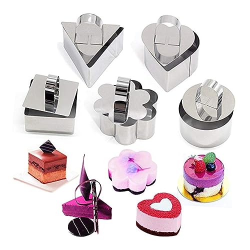 LABRIMP 4 Piezas Cortadores de Galletas Inoxidable Presión para Moldear Pasteles y Mousse Utensilios de Repostería para Decorar Galletas y Postres Aleatorio