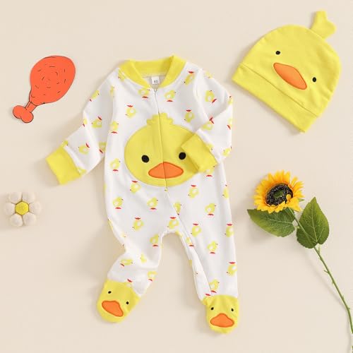 Ledy Champswiin Newborn Coming Home Outfit and Hat Baby Boy Girl Footie Romper Jumpsuit Cute Infant Clothes Set3