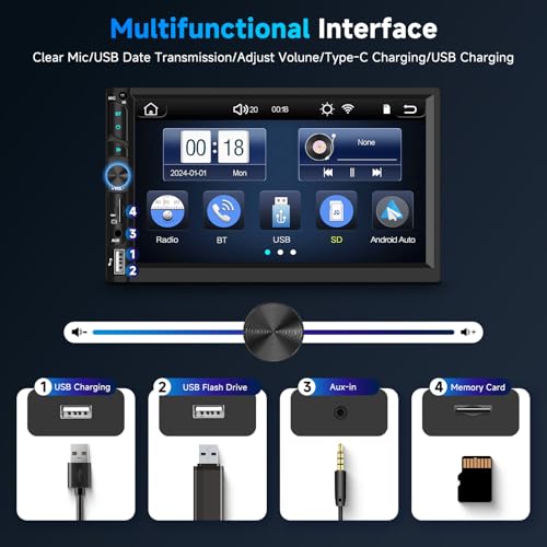 Radio doble din inalámbrico con pantalla táctil 7 pulg. miniatura 6