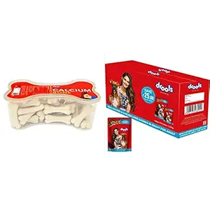 Drools Absolute Calcium Bone Jar, Dog Supplement - 40 Pieces (600gm) & Adult Wet Dog Food, Real Chicken and Chicken Liver Chunks in Gravy, 15 Pouches (15 x 150g)