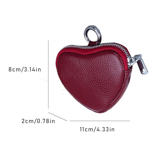 Heart-Shaped Genuine Leather Coin Purse - Small Cute Wallet With Zipper Storage For Women2