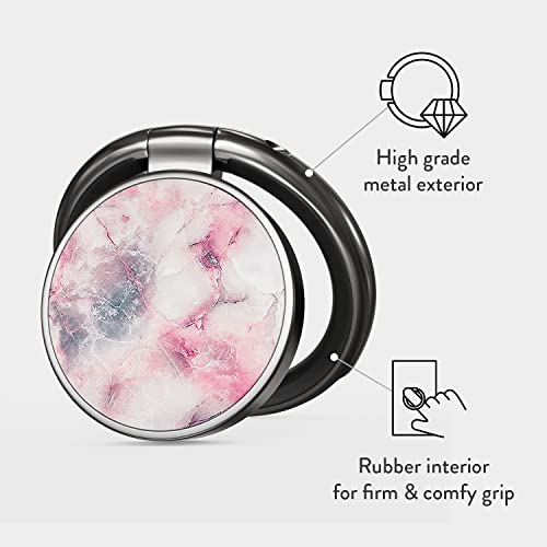 Burga Stylish Metal Cell Phone Ring Stand Holder, Finger Grip Kickstand 360 Degree Rotation, Pink Candy Marble, Universal Compatible With Iphone Ipad Samsung Galaxy Huawei Google Pixel #TOP1