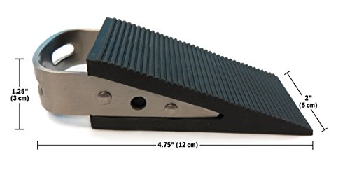 Door Stop - Low Profile Wedge Shaped Rubber Door Stopper With Brushed Stainless Steel Handle And Hook Accessory By Everything Is Play #TOP1