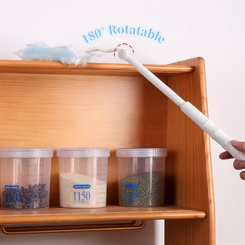 2 Stück Ersatzgriff, Teleskopstange, Teleskop Starterset, EIN Verlängerter Griff, EIN Nicht-terressbarer, Einstellbare Länge Verlängerter Griff für Staubwedel-Nachfüller für Reinigen und sauber