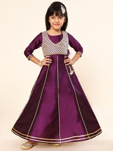Image of A.T.U.N. (ALL THINGS UBER NICE) Girls Woven Design Gota Jacket Maxi Anarkali Gown