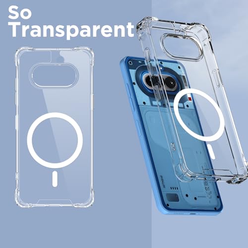 Image of Amazon Basics Back Cover for Nothing Phone 4a 5G Mag-Safe Shockproof PC + TPU Protective Case Magnetic Support Bumper Case (Transparent Mag-Safe)