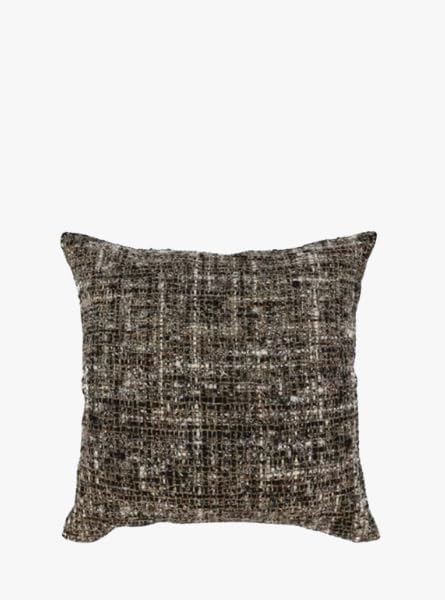Boucle Black/Ivory/Camel Pillow – 24x24 Inch Textured Throw Pillow with Feather & Down Insert, Modern Decorative Cushion for Sofa, Bed, or Chair