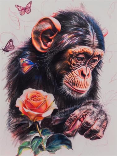 Cadeau art fait main kit tapis point noué singes et fleurs pour ados