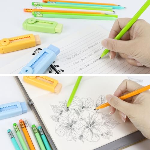 Buqoo Kit 50 lápices madera para dibujo y esbozo con borradores miniatura 5