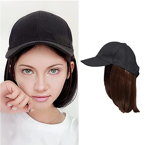 Hat Perücken für Frauen Kurzes Bob Perücke Hitzebeständige synthetische Verstellbar Tägliche Anwendung Wig (9", Hellbraun) Cover