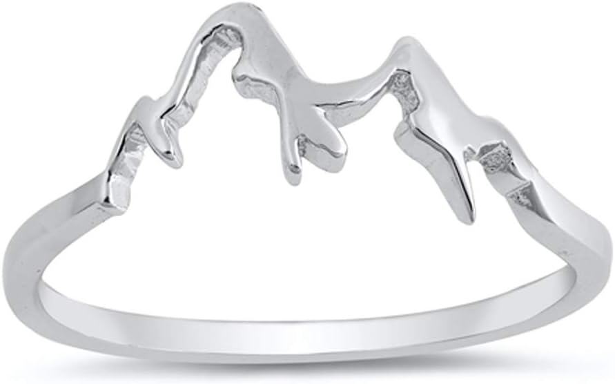 Mountain Range Snow Caps Outdoor Hiking Ring 925 Sterling Silver Band Sizes 4-13
