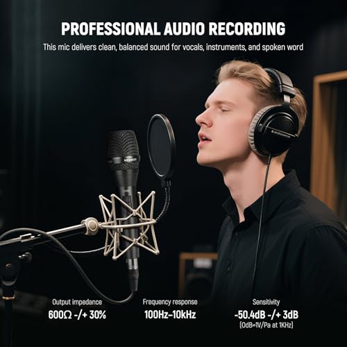 Image of NEEWER DM01 Cardioid Dynamic Microphone with XLR Cable for Podcast Singing PC Gaming Streaming Studio Vocals, Speeches, Live Performances, 600Ω + /- 30% Impedance, 100Hz-10KHz Frequency Range