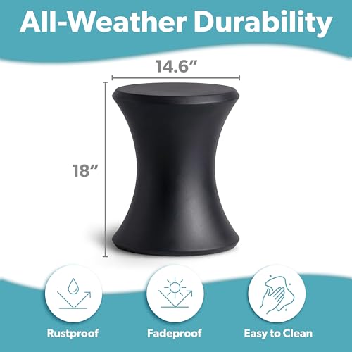 Image of Coast Modern Outdoor Side Table - Lounger Table for Inside Pool or on Patio - All-Weather Furniture for Sun Shelf Up to 15 inch - Black