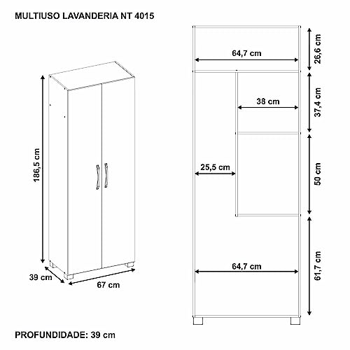 Armário Multiuso 2 Portas Nt 4015 Notável Móveis Branco New