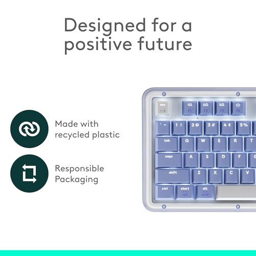 Logitech Alto Keys K98M Wireless Clicky Mechanical Keyboard, Customizable Keyboard with Vibration Absorbing Gasket, Backlit Keys, Bluetooth, USB-C Charging, for PC, Mac, Laptops - Lilac by Logitech - Image 8