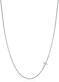 Sideways Initial Necklace for Women, 14k Gold Plated Dainty Cubic Zirconia Sideways Alphabet 26 A-Z Letter Necklace, Personalized Tiny Monogram Initial Necklace Gifts for Women Girls