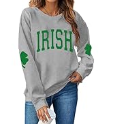 TAOHONG Women St. Patrick's Day Sweatshirts Shamrock Shirt Clover Printed Long Sleeve Irish Gift ...
