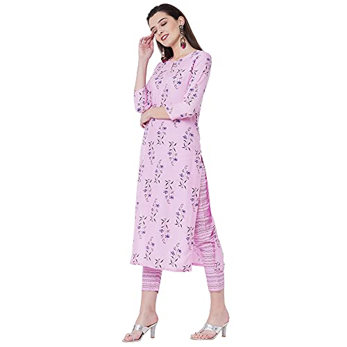 Image of GoSriKi Women's Cotton Straight Printed Kurta with Pant