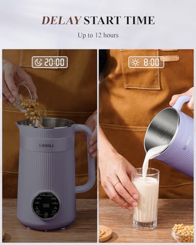 Image of KIDISLE 8 in 1 Nut Milk Maker Blender, 32oz Homemade Soy, Almond, Oat, Coconut, Plant Based Milks and Non Dairy Beverages, Automatic Soybean Milk Machine with Delay Start /Keep Warm /Boil Water, Purple