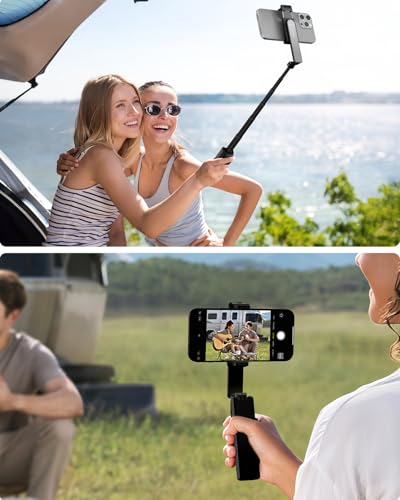 Perche à selfie télescopique 68 cm légère 138 g noire avec bouton de commande