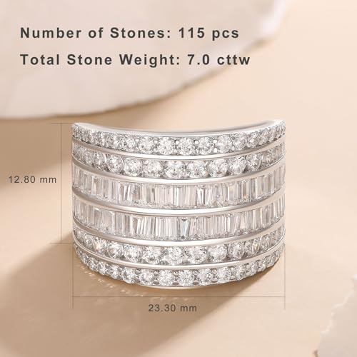 Wide Wedding Band for Women AAAAA Cz Anniversary Bands Engagement Eternity Rings White Gold Size 5-102