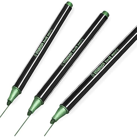 STABILO Pen 68 Metallic Green Fineliners - Pack of 3 Cover