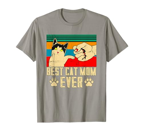 Best Cat Mom Ever Cat Mamá Gato Madre Vintage Retro Camiseta