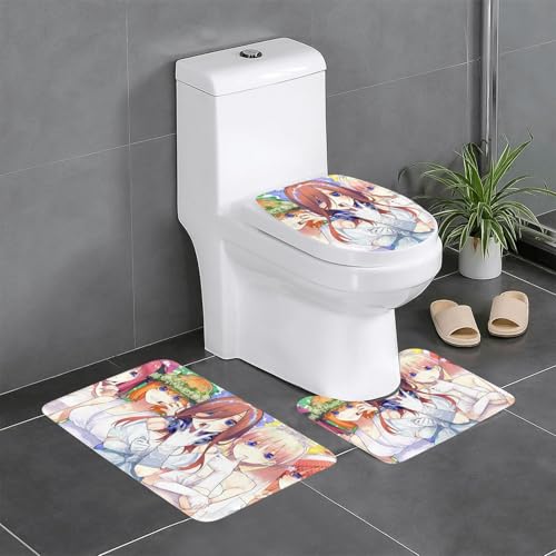 五等分の花嫁 アニメ トイレマット 3点セット フタカバー 浴室足ふきマット 吸水 速乾 滑り止め 抗菌 防臭 洗える ふわふわ おしゃれ 40x60cm