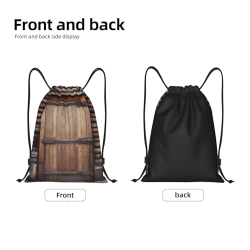 Rustic Wooden Door Drawstring Backpack Water Resistant String Bag Sports Sackpack Gym Sack Beach Swim Travel Daypack3