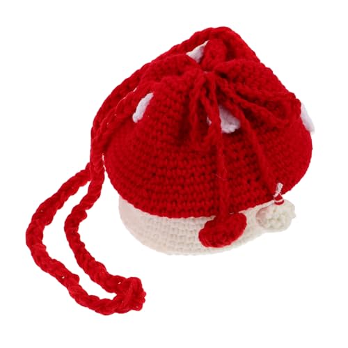 Paquet Bandoulière Tricoté en Laine pour Filles et Garçons Motif Champignon Rouge