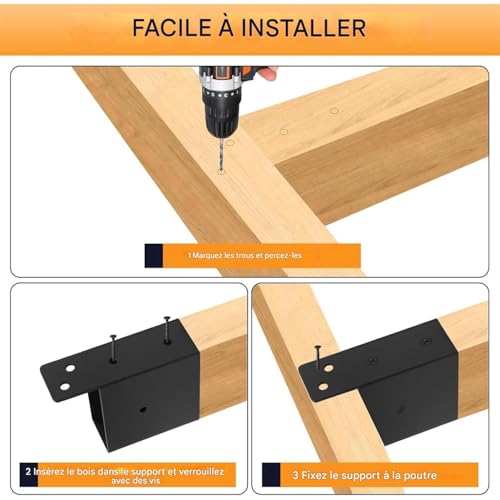 Soportes para postes de madera que evitan deformaciones con escuadras de ángulo recto 4
