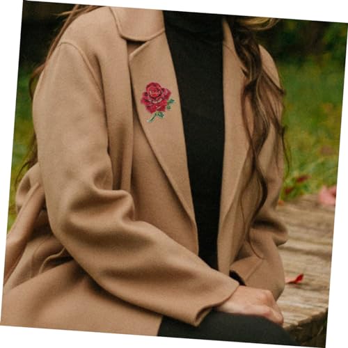 Broche rose rouge vintage en strass et epingle de revers fleur pour robe - 5