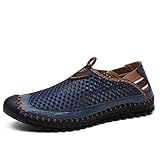 Heren Casual Lederen Schoenen Loafers Slip Op Ademend Mesh Platte Wandelschoenen Rijschoenen Water Schoenen Platte Heren Sandalen Plus Size 38-48