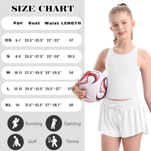Image of DOCUMO Girls Tank Tops Double Lined Racerback Crop Tops for Kids Sleeveless Workout Tops for Dance, Yoga, Running, Sports