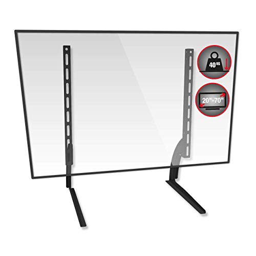TTAP - Soporte de pie universal para TV (altura ajustable, patas de metal, para televisores de 20" a 70", soporta hasta 40 kg)