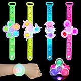 SCIONE Pop Bracelet Fidget Spinner 4 Pack, Kid Birthday Party Favors Fidget Bracelet LED Fidget Pack...
