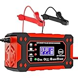 Cargador de Bateria de Auto 12V 6A,Arrancador de bateria de auto portatil,con LCD Pantalla Pantalla,Múltiples...