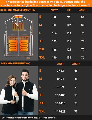 burngogo Beheizbare Weste Heizweste Herren Damen 6 Zonen Heizung 3 Temperaturregler Beheizte Weste (Ohne Powerbank) Beheizbare Jacke 6XS Schwarz