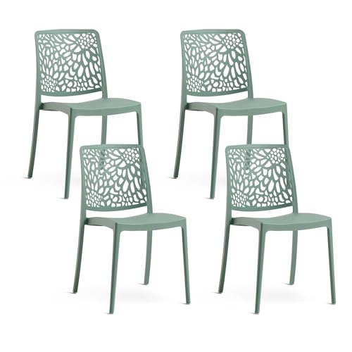 SIEDITI FUORI E DENTRO Chaises de Jardin en polypropylène avec Fibre de Verre, chaises empilables pour extérieur ou intérieur, Design Moderne et Naturel - Sole (4...