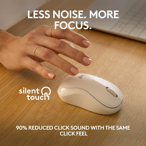 Image of Logitech M240 Silent Bluetooth Mouse, Wireless, Compact, Portable, Smooth Tracking, 18-Month Battery, for Windows, macOS, ChromeOS, Compatible with PC, Mac, Laptop, Tablets - Off White