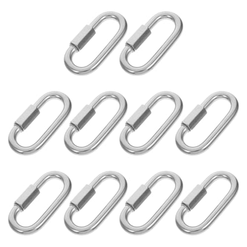 SOLUSTRE Ssorted Heavy Duty Chain Quick Links Carabiner Locking 10 Pcs Stainless Steel d Shape Attachments